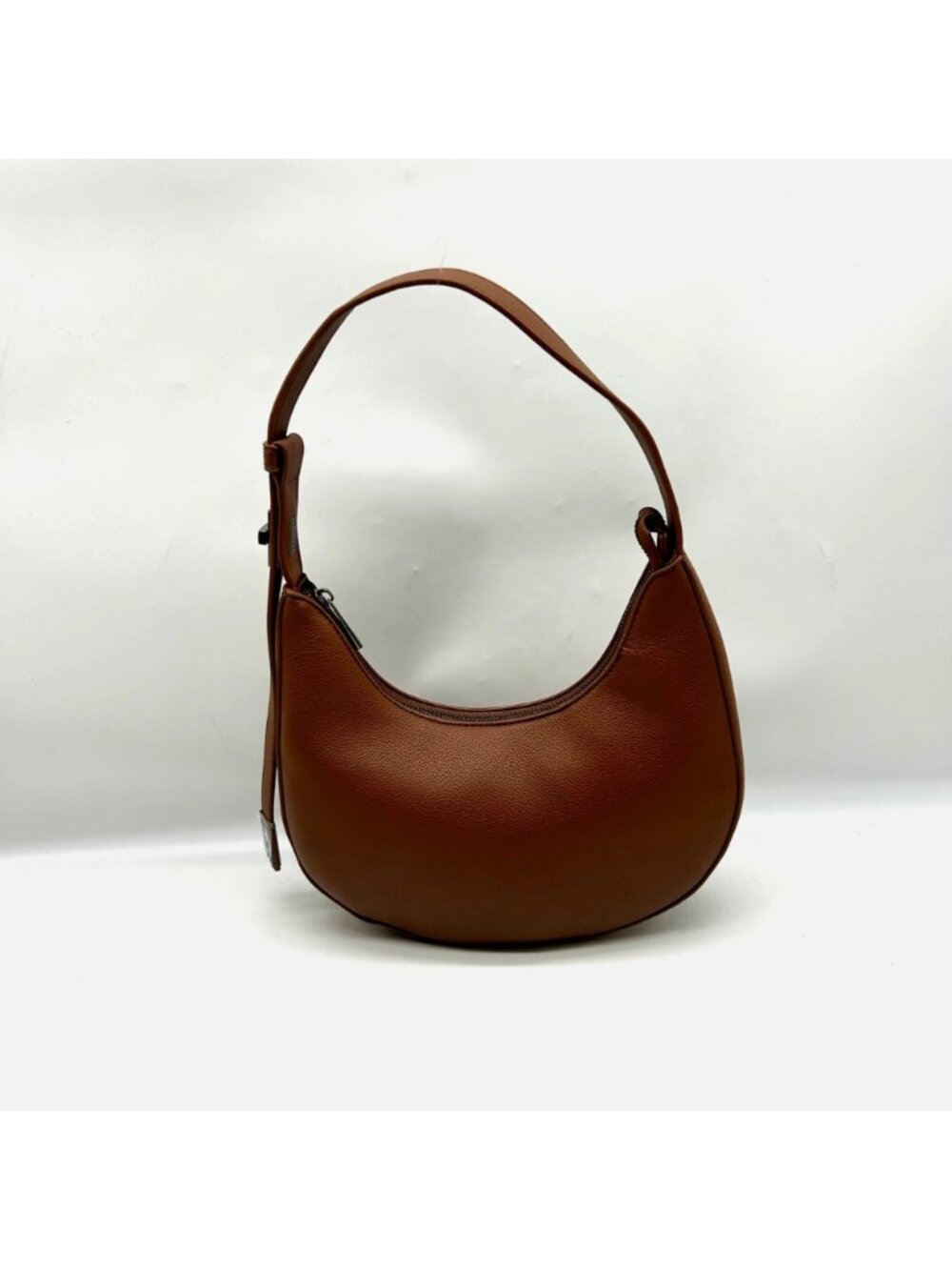 Like Dreams Brown Leather Crescent-Shaped Shoulder Bag - Picture 2 of 10